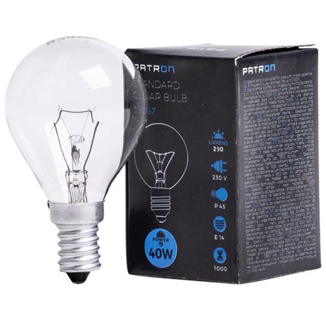 ️ Incandescent Bulb E14 40W P45 230V CL Patron — 5941029890102 ...