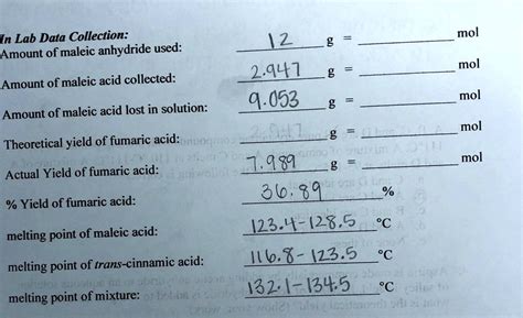 SOLVED Experiment II Conversion Of Maleic Anhydride To Fumaric Acid