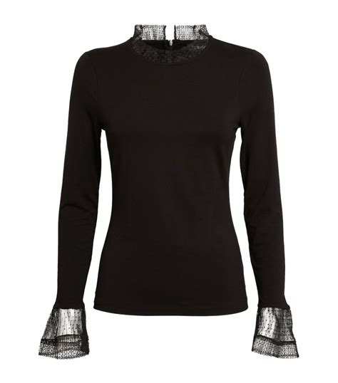 Womens Me Em Black Lace Trim Long Sleeved Top Harrods {countrycode}