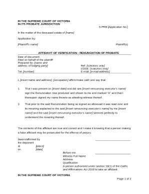 Probate Office Renunciation Of Probate Doc Template PdfFiller