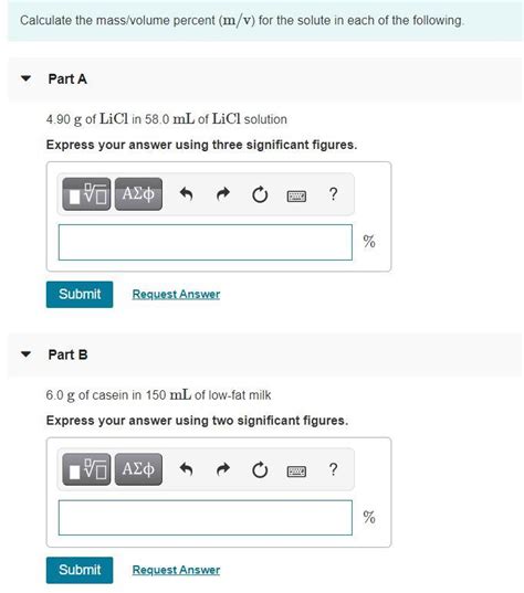 Solved Calculate The Mass Volume Percent M V For The