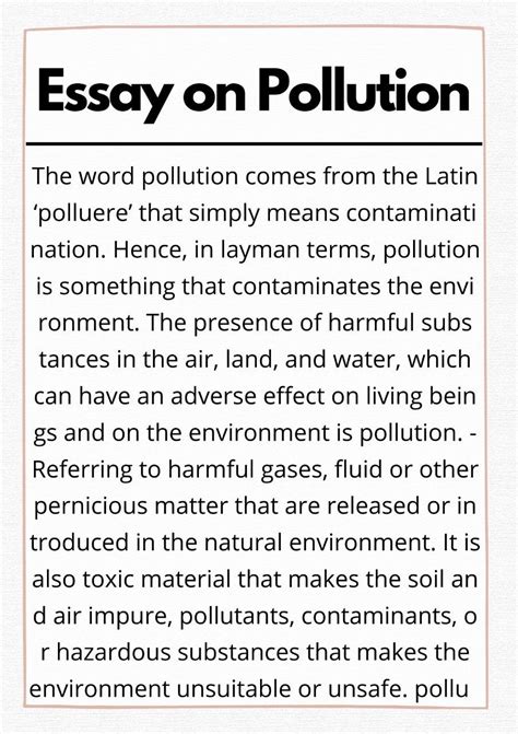 Pollution Essay In English 500 Words