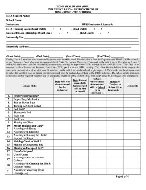 HHA Skills Evaluation Checklist Revised 5 17 16 Docx Fill And Sign