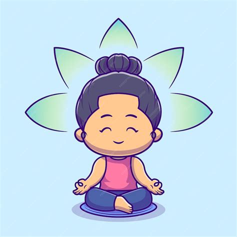 Free Vector Cute Woman Meditation Yoga Cartoon Vector Icon