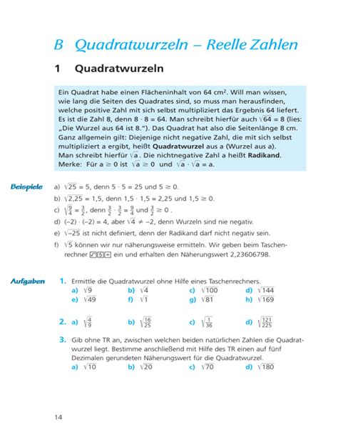 B Quadratwurzeln Reelle Zahlen