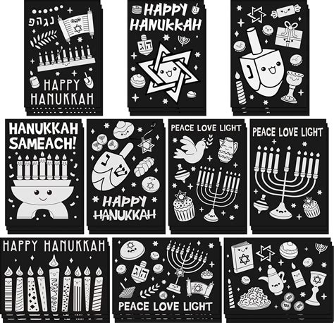 Zhanmai 30 Pcs Color Your Own Funny Hanukkah Posters Diy