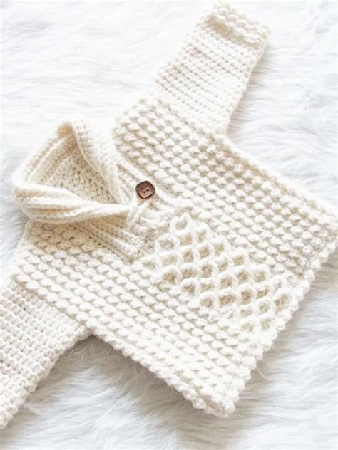 Textured Crochet Baby Boy Sweater - Crochet Dreamz