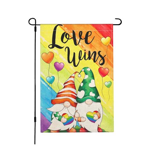 Pride Garden Flag Double Sided Gnomes Gay Lesbian Rainbow Love Wins Flags Lgbt Pride Symbols