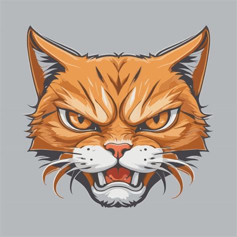 Premium Vector Anger Cat Head Vector