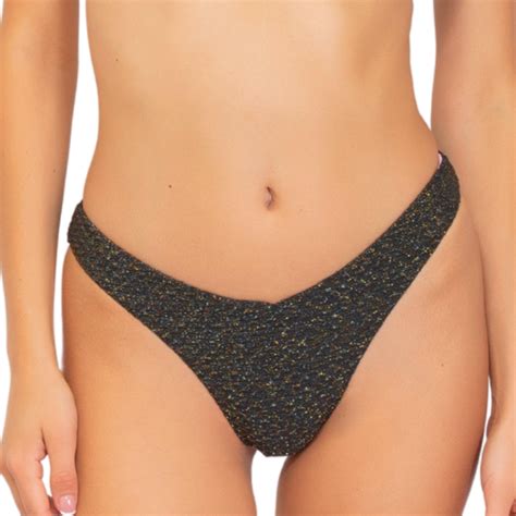 Bas de bikini échancré pailleté Shine noir Verdissima