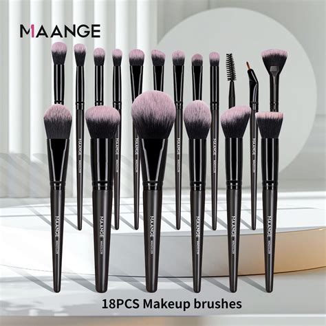 Maange 18pcs Make Up Brush Set Soft Bristles Complete Makeup Brushes