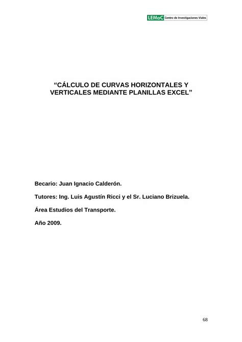 Pdf C Lculo De Curvas Horizontales Y Verticales Mediante Planillas