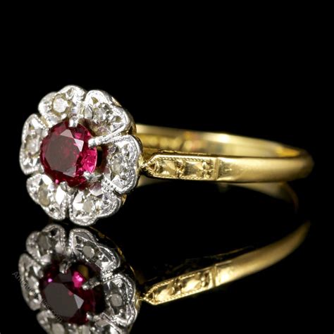 Antiques Atlas Antique Victorian Ruby Diamond Cluster Ring Gold