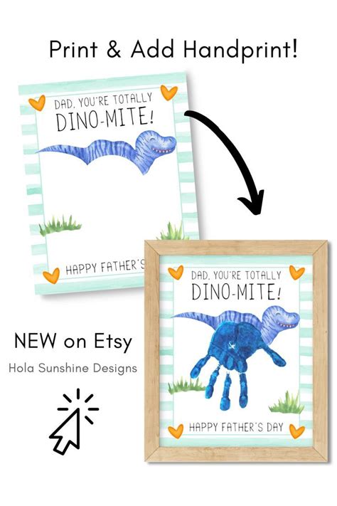 Dinosaur Fathers Day Cards From Kids Set Of 4 Handprint Crafts