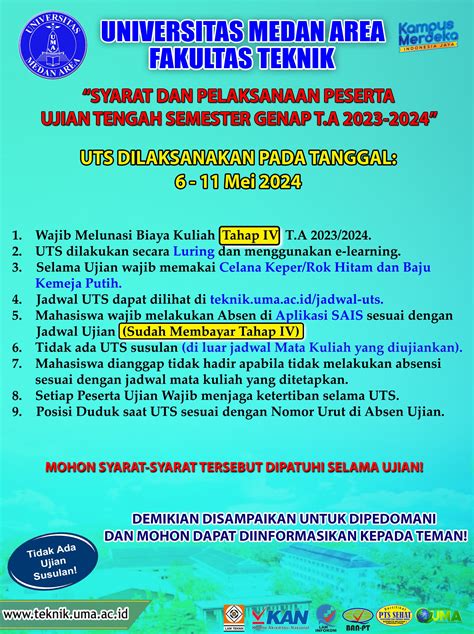 Syarat Ujian Tengah Semester UTS Genap TA 2023 2024 Fakultas