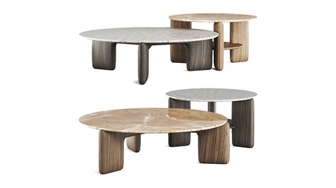 Tacchini Kanji Round Ash Fior Di Pesco Carnico Coffee Table 3d