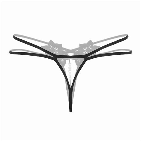 Massage Pearl Women Crotchless Beaded G String Sexy Thongs Underwear