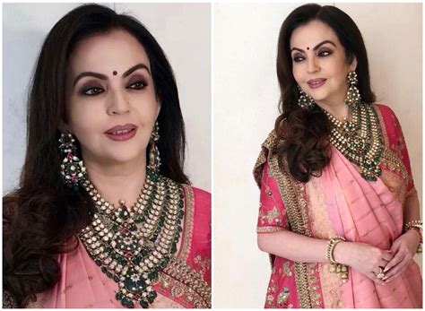 Akash Ambani-Shloka Mehta Wedding: Nita Ambani's rosy-hued Sabyasachi ...