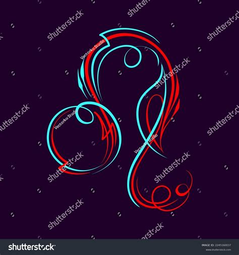 Leo Zodiac Sign Floral Art Illustration Stock Vector Royalty Free