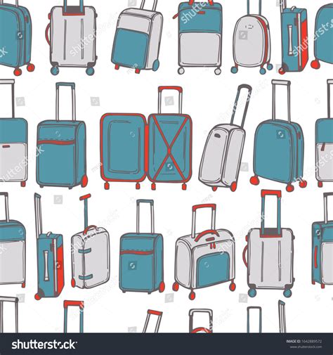 Hand Drawn Suitcases Vector Seamless Pattern Stock Vector Royalty Free