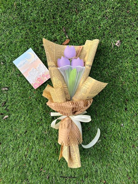 Crochet Tulip Flowers Bouquet Handmade Personalized Gift