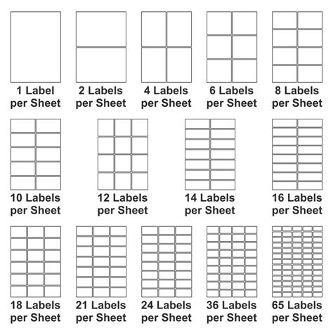 Printable Label Sizes