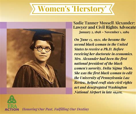 Era Action Womens Herstory ~ Honoring Sadie Tanner Mossell Alexander