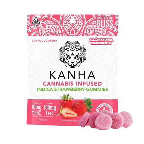 Kanha Gummies Strawberry Indica 100mg Area Green Co Colorado Dispensary Shipping Worldwide