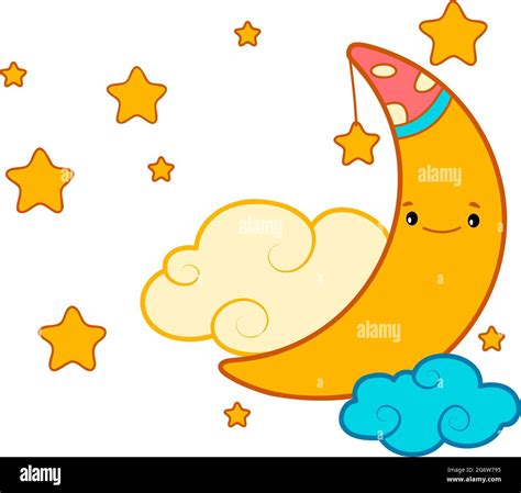 Joli dessin animé lunaire. Illustration du vecteur de clipart de lune ...