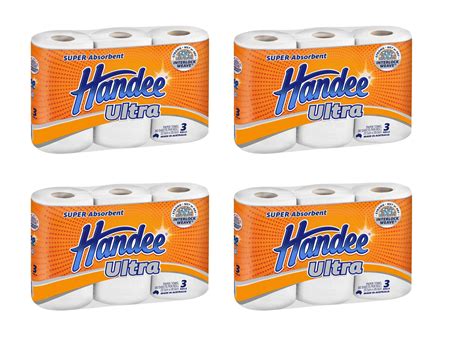 Handee Ultra Paper Towels 2ply White 3 Pack [Bulk Buy 4 Units]