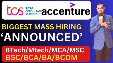 TCS Accenture Biggest Official Mass Hiring BE Btech MTech MSC MCA