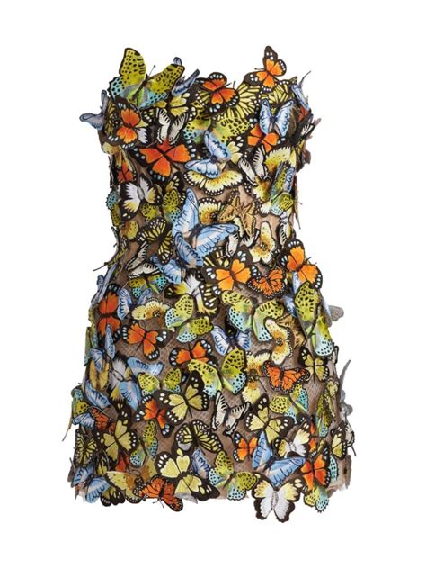 Oscar De La Renta Strapless Butterfly Appliqu Minidress In