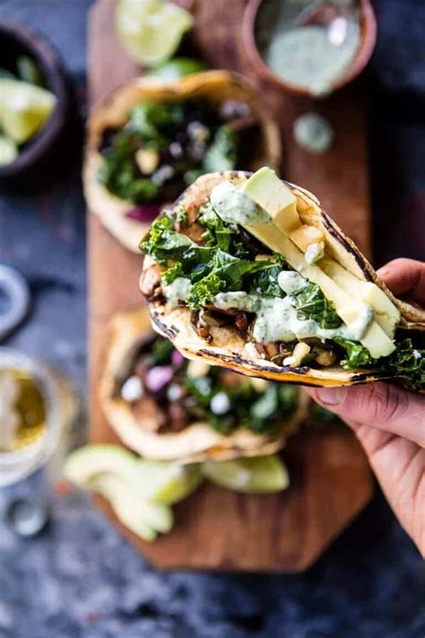 Poblano Mushroom Tacos With Cilantro Yogurt Sauce Video