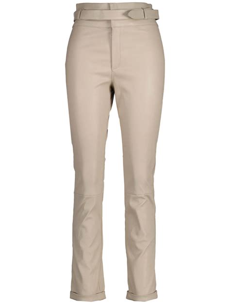 Ibana Leren Broek Paxton Beige Dames Sebastian Mode