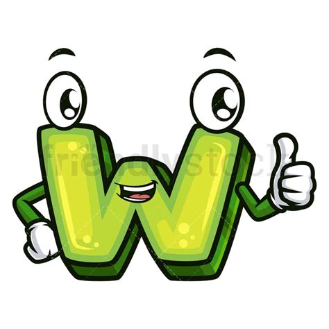 Lowercase Letter W Cartoon Vector Clipart Friendlystock