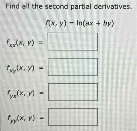 Solved Find All The Second Partial Derivatives Chegg