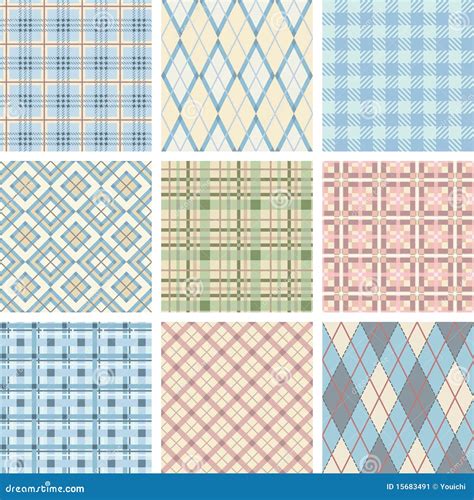 Seamless Check Pattern Set Stock Vector Illustration Of Clothing