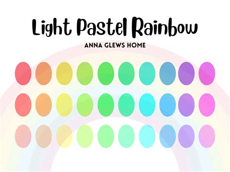 Light Pastel Rainbow Procreate Color Palette Color Swatches Ipad Lettering Digital Illustration