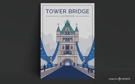 London Bridge Landmark Travel Poster Design Vector Download