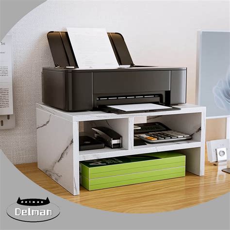 Printer Stand for Desktop, Wooden Printer Stand Shelf with Storage ...