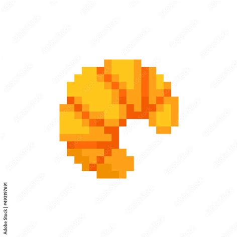 Croissant Pixel Art Icon Sweet Bun Isolated Vector Illustration Design For Logo Bakery Sticker