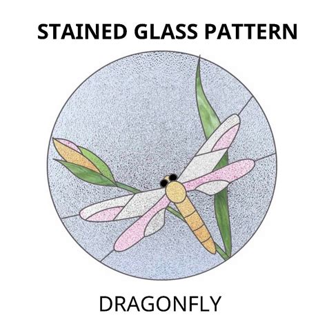 Pattern Stained Glass Dragonfly Easy Stain Glass Pattern Etsy