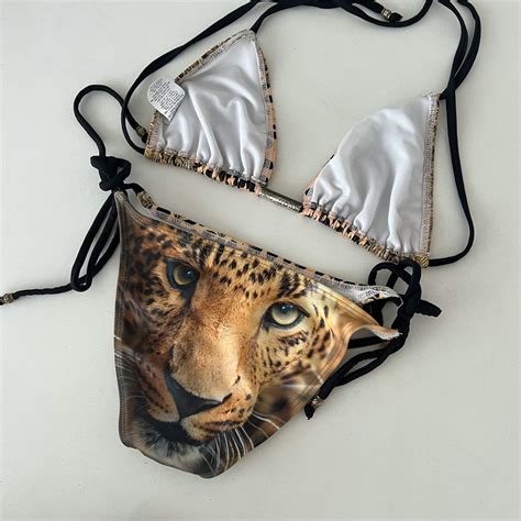 Tigerprint Bikini Piece Set S Top S Bottoms Depop