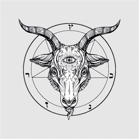 Goat Head Satanic Baphomet Occult Satanism Satan Pentagram Goat