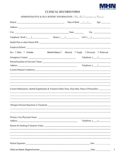 5 Free Personal Medical Health Record Sheet Templates Word Templates Medical History