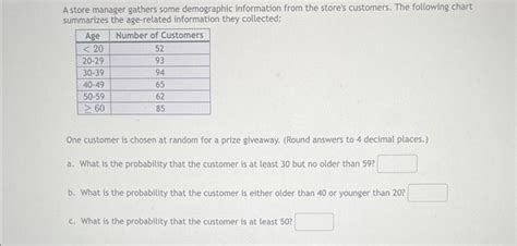 Solved A Store Manager Gathers Some Demographic Information Chegg