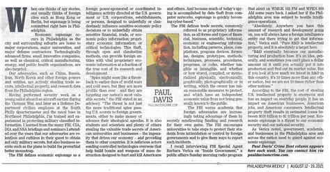 Paul Davis On Crime Spies In Philly My Philadelphia Weekly Crime Beat