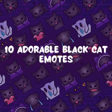 10 Black Cat Emotes Bundle For Twitch And Discord Cat Twitch Emotes Cat Emotes Black Cat Twitch