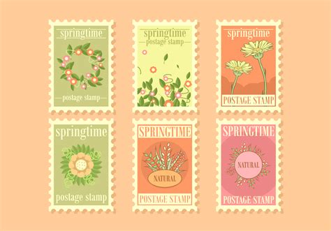 Springtime Postage Stamps Vector 180297 Vector Art At Vecteezy