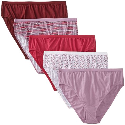 Buy JUST MY SIZE Womens 5 Pack Cotton Hi Cut Assorted Panty Online At